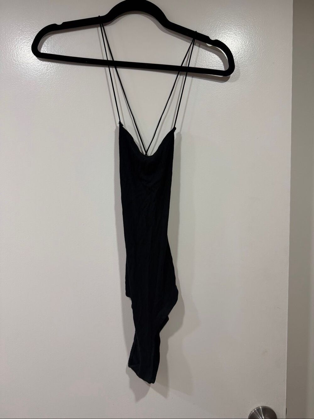 Open back cross cross bodysuit one size fits all vintage John Galt / Brandy Melv